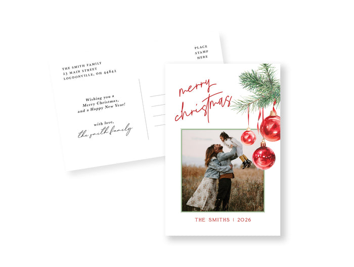 Red Ornaments Postcard