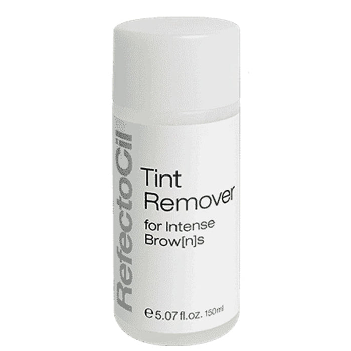A bottle of RefectoCil Tint Remover for Intense Browns Js, with a white and silver label, 5.6 fl oz / 15 ml size.