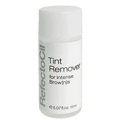 A bottle of RefectoCil Tint Remover for Intense Browns Js, with a white and silver label, 5.6 fl oz / 15 ml size.