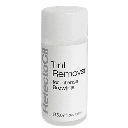 A bottle of RefectoCil Tint Remover for Intense Browns Js, with a white and silver label, 5.6 fl oz / 15 ml size.