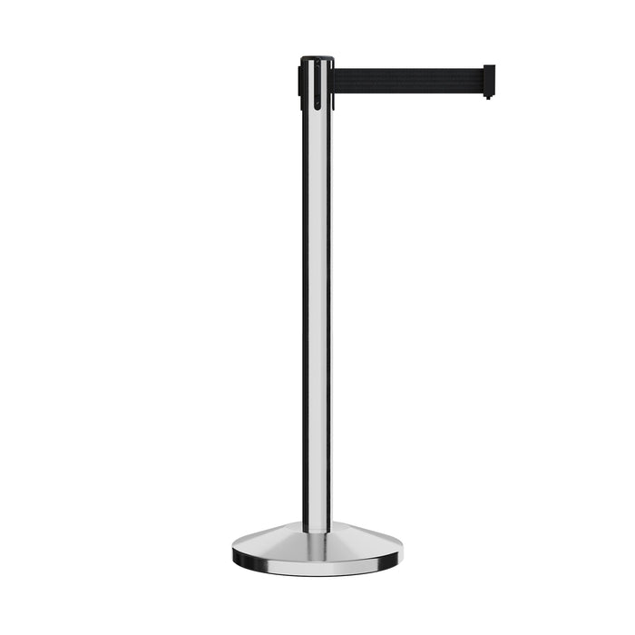 Retractable Belt Barrier Polished Stainless Post Stanchion, 9 Ft. Belt - Montour Line MLine 630 - Crowd Control Warehouse