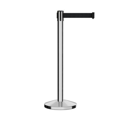 Retractable Belt Barrier Polished Stainless Post Stanchion, 9 Ft. Belt - Montour Line MLine 630 - Crowd Control Warehouse