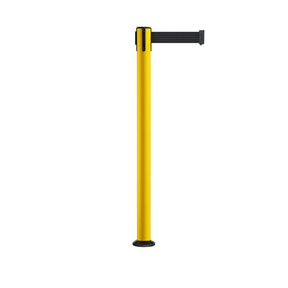Retractable Belt Barrier Safety Stanchion, Fixed Base, Yellow Post, 9 Ft. Belt - Montour Line MSX630F - Crowd Control Warehouse