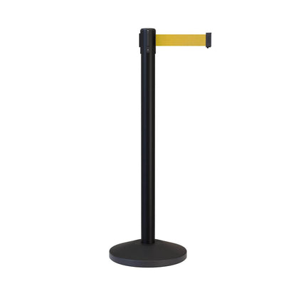 Retractable Belt Barrier Stanchion, Black Post, 11 Ft. Belt - CCW Series RBB - 100 - Crowd Control Warehouse