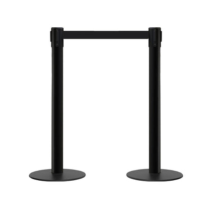 Retractable Belt Barrier Stanchion, Low Profile Steel Base, 14 or 16 Ft. Belt - Montour Line MX650 - Crowd Control Warehouse