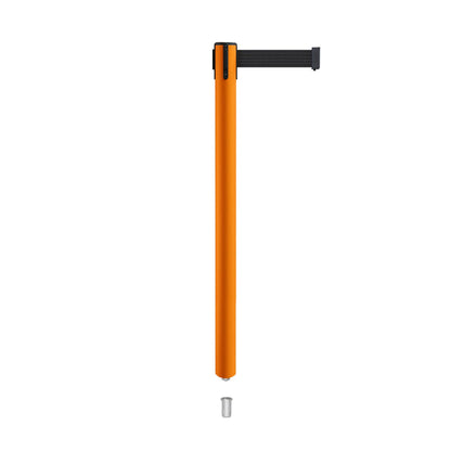 Retractable Belt Barrier Stanchion, Mini Socket Base, Orange Post, 7.5 ft Belt - Montour Line MSX630SK - Crowd Control Warehouse