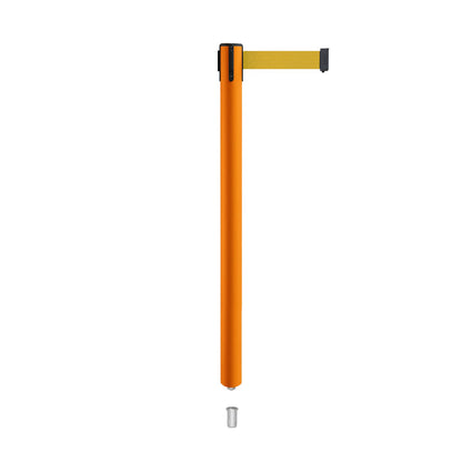 Retractable Belt Barrier Stanchion, Mini Socket Base, Orange Post, 9 ft Belt - Montour Line MSX630SK - Crowd Control Warehouse