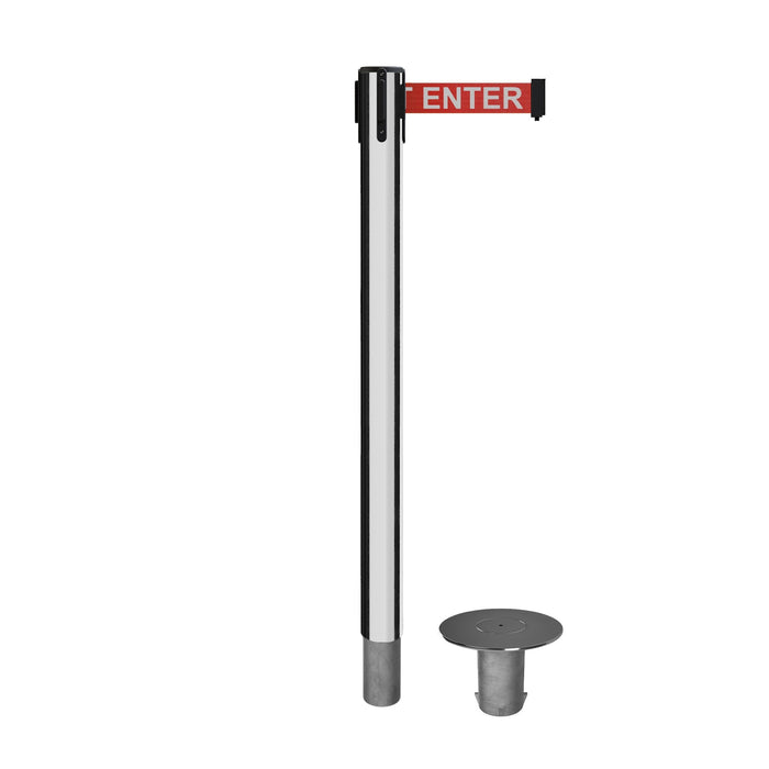 POLISHED STAINLESS STEEL / RED WITH "CAUTION - DO NOT ENTER" WHITE LETTERS