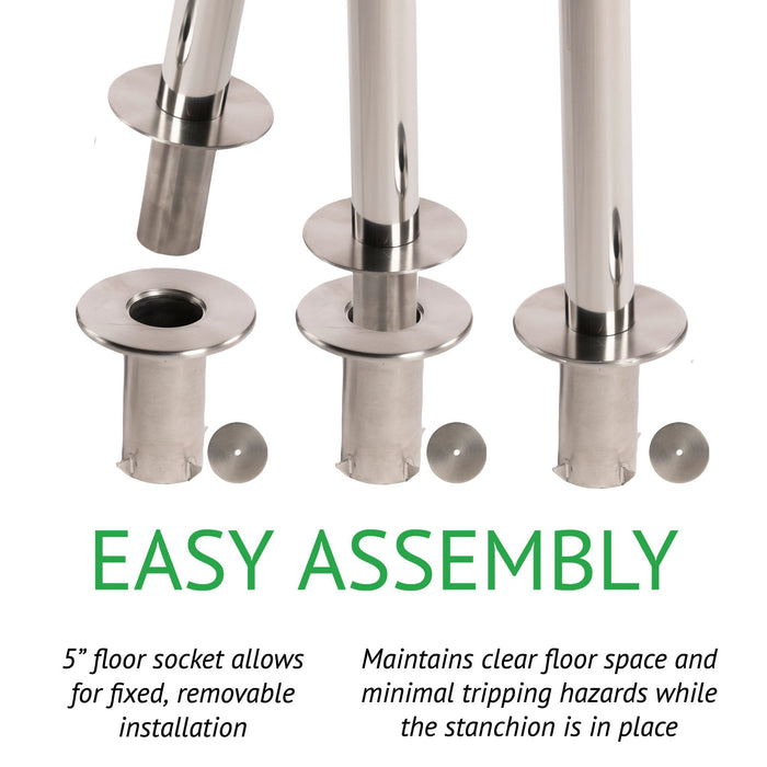 Retractable Belt Barrier Stanchion, Removable Base, 16 ft Belt - Montour Line MX650R - Crowd Control Warehouse
