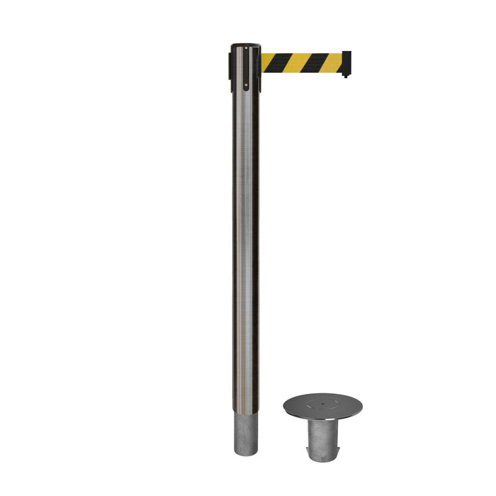 SATIN STAINLESS STEEL / BLACK AND YELLOW DIAGONAL