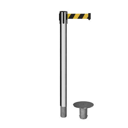 POLISHED STAINLESS STEEL / BLACK AND YELLOW DIAGONAL