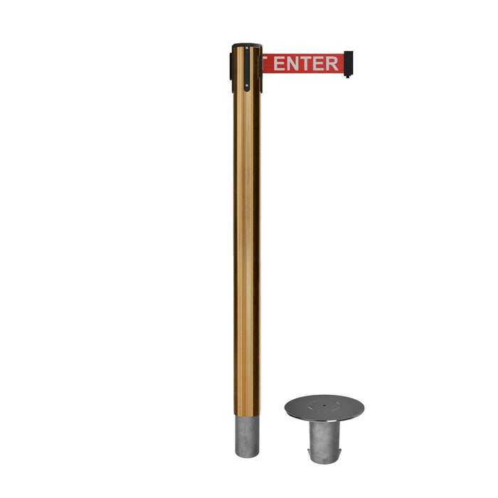 SATIN BRASS / RED WITH "CAUTION - DO NOT ENTER" WHITE LETTERS