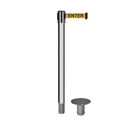 POLISHED STAINLESS STEEL / YELLOW WITH "CAUTION - DO NOT ENTER" BLACK LETTERS