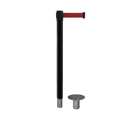 Retractable Belt Barrier Stanchion, Removable Base, Black Post, 11 Ft. Belt - Montour Line MX630R - Crowd Control Warehouse