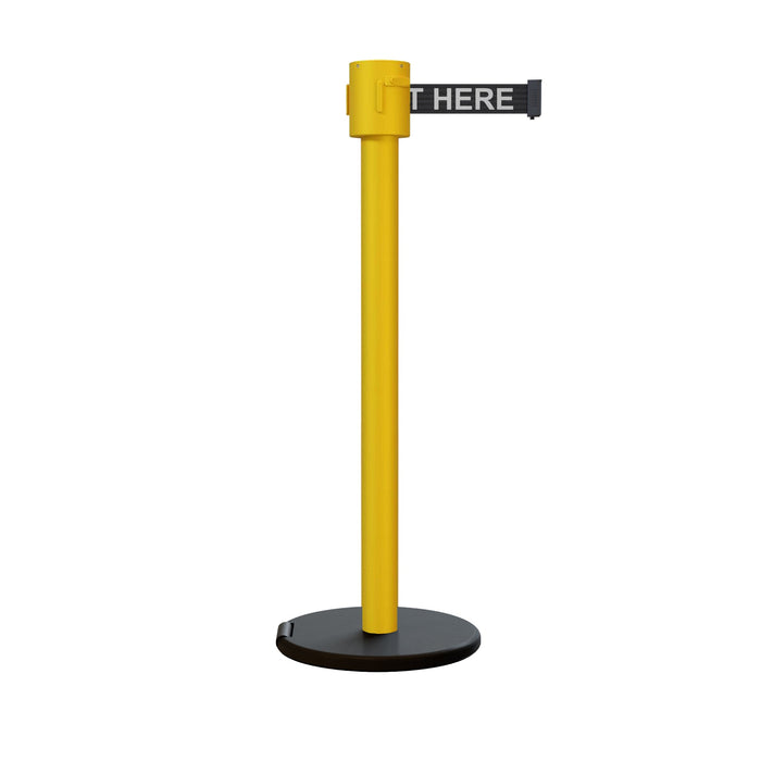 BLACK WITH "PLEASE WAIT HERE" WHITE LETTERS