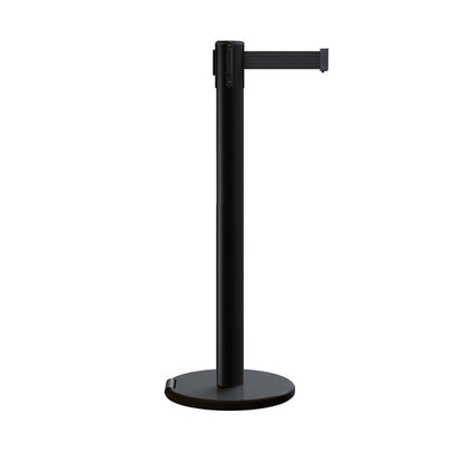 Retractable Belt Barrier Stanchion, Rolling Base, 14 ft Belt - Montour Line ME650 - Crowd Control Warehouse