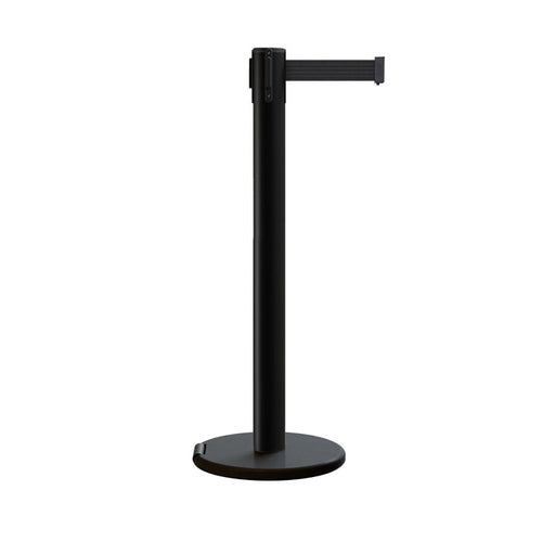 Retractable Belt Barrier Stanchion, Rolling Base, 14 ft Belt - Montour Line ME650 - Crowd Control Warehouse