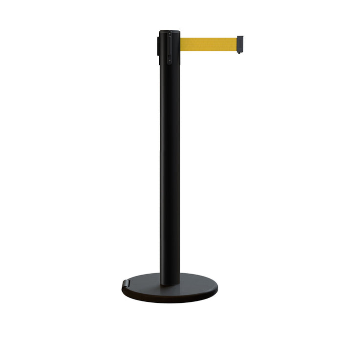 Retractable Belt Barrier Stanchion, Rolling Base, 14 ft Belt - Montour Line ME650 - Crowd Control Warehouse