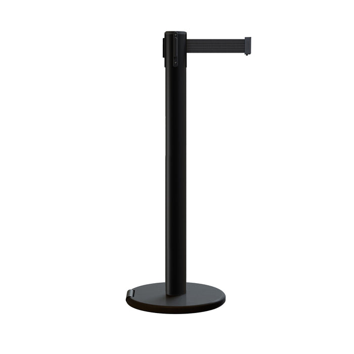 Retractable Belt Barrier Stanchion, Rolling Base, 16 ft Belt - Montour Line ME650 - Crowd Control Warehouse