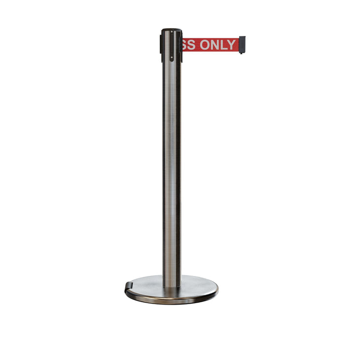 SATIN STAINLESS STEEL / RED WITH "AUTHORIZED ACCESS ONLY" WHITE LETTERS