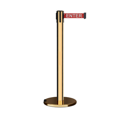 POLISHED BRASS / RED WITH "CAUTION - DO NOT ENTER" WHITE LETTERS