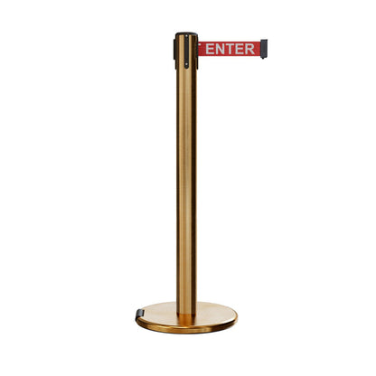SATIN BRASS / RED WITH "CAUTION - DO NOT ENTER" WHITE LETTERS