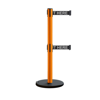 BLACK WITH "PLEASE WAIT HERE" WHITE LETTERS