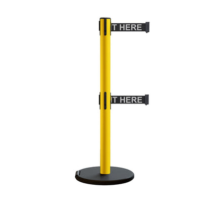 BLACK WITH "PLEASE WAIT HERE" WHITE LETTERS