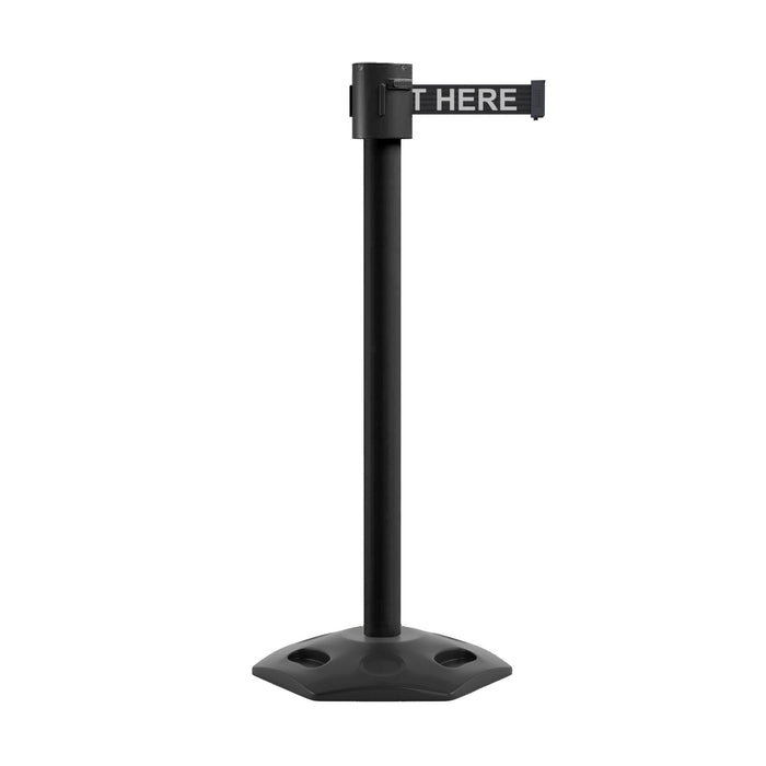 BLACK WITH "PLEASE WAIT HERE" WHITE LETTERS