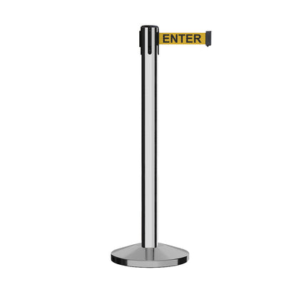 POLISHED STAINLESS STEEL / YELLOW WITH "CAUTION - DO NOT ENTER" BLACK LETTERS