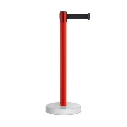 Retractable Belt Barrier Stanchion, Water Fillable Base, Red PVC Plastic Post, 13 Ft Belt - Montour Line MSH630 - Crowd Control Warehouse