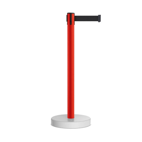Retractable Belt Barrier Stanchion, Water Fillable Base, Red PVC Plastic Post, 13 Ft Belt - Montour Line MSH630 - Crowd Control Warehouse