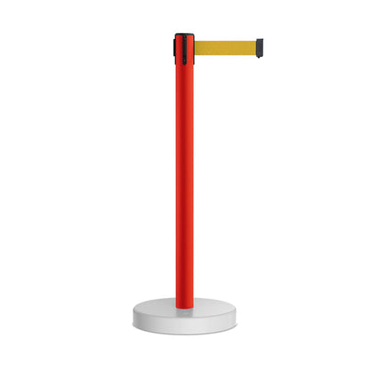 Retractable Belt Barrier Stanchion, Water Fillable Base, Red PVC Plastic Post, 13 Ft Belt - Montour Line MSH630 - Crowd Control Warehouse