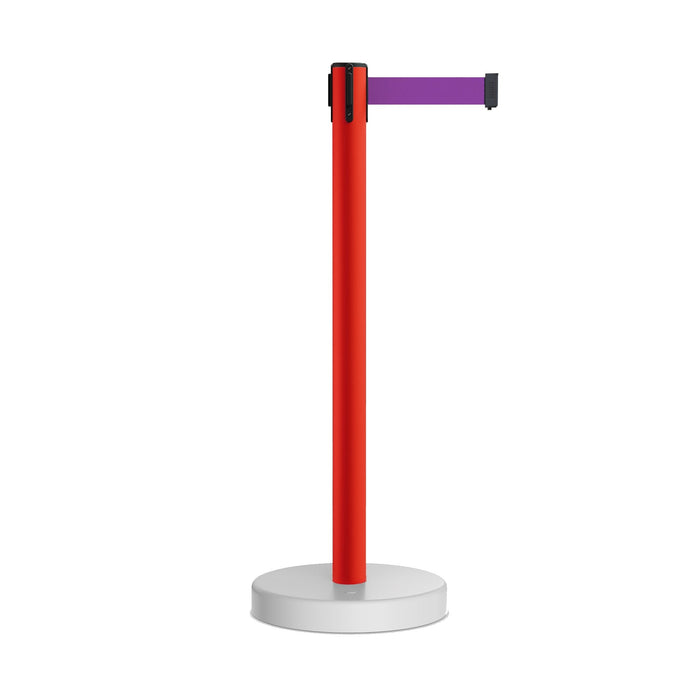 Retractable Belt Barrier Stanchion, Water Fillable Base, Red PVC Plastic Post, 13 Ft Belt - Montour Line MSH630 - Crowd Control Warehouse