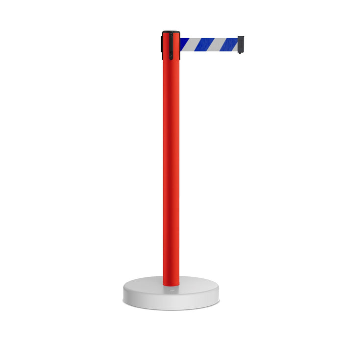 Retractable Belt Barrier Stanchion, Water Fillable Base, Red PVC Plastic Post, 13 Ft Belt - Montour Line MSH630 - Crowd Control Warehouse