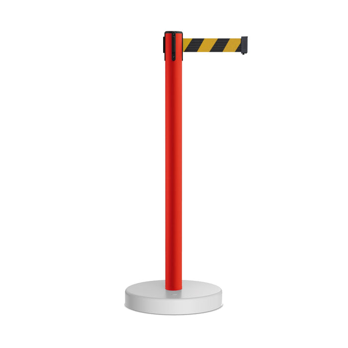 Retractable Belt Barrier Stanchion, Water Fillable Base, Red PVC Plastic Post, 13 Ft Belt - Montour Line MSH630 - Crowd Control Warehouse