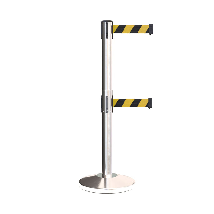 POLISHED STAINLESS STEEL / BLACK&YELLOW DIAGONAL STRIPES