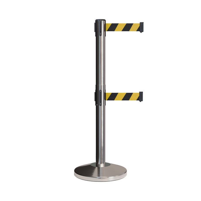 SATIN STAINLESS STEEL / BLACK&YELLOW DIAGONAL STRIPES