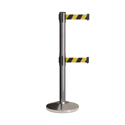 SATIN STAINLESS STEEL / BLACK&YELLOW DIAGONAL STRIPES