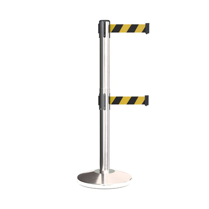 POLISHED STAINLESS STEEL / BLACK&YELLOW DIAGONAL STRIPES