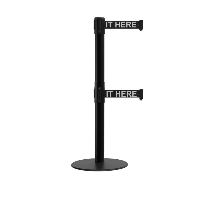 BLACK WITH "PLEASE WAIT HERE" WHITE LETTERS