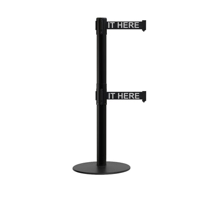 BLACK WITH "PLEASE WAIT HERE" WHITE LETTERS
