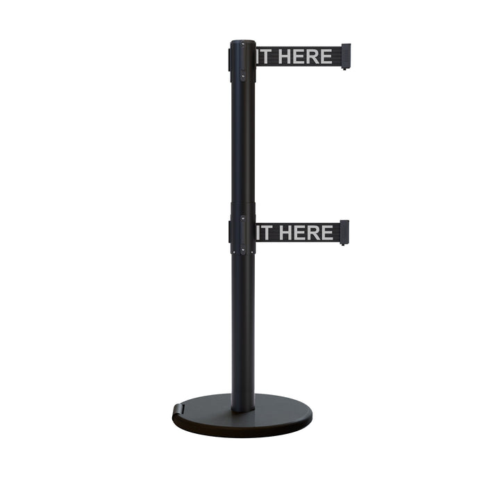 BLACK WITH "PLEASE WAIT HERE" WHITE LETTERS