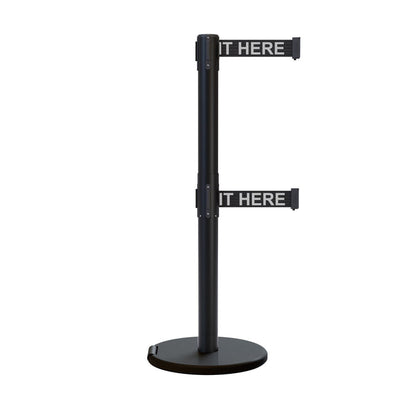 BLACK WITH "PLEASE WAIT HERE" WHITE LETTERS