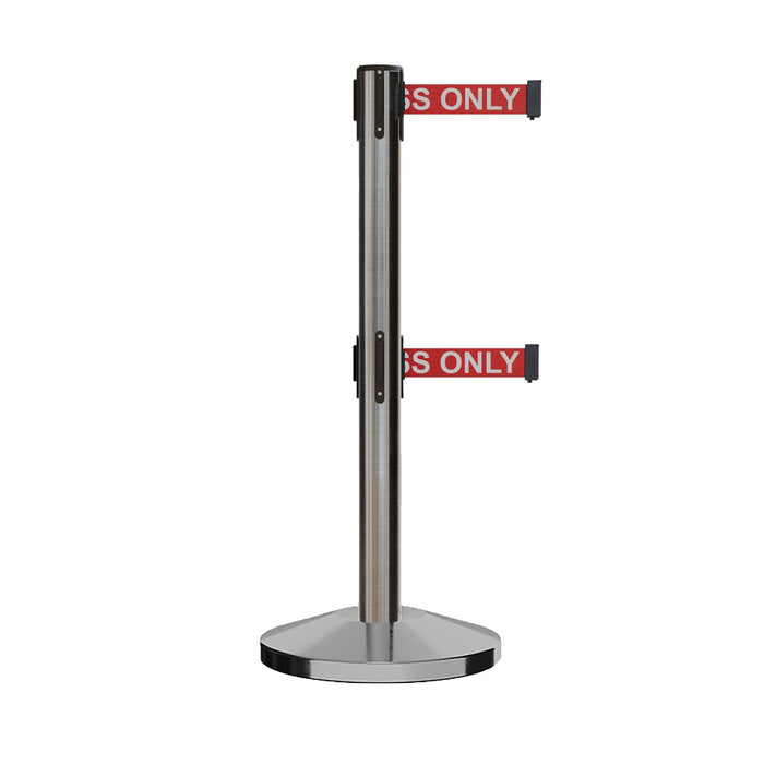 SATIN STAINLESS STEEL / Red with "AUTHORIZED ACCESS ONLY" White Letters