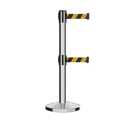 POLISHED STAINLESS STEEL / BLACK AND YELLOW DIAGONAL