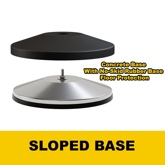 Retractable Dual Belt Barrier Stanchion, Sloped Base, 16 ft Belt - Montour Line M650D - Crowd Control Warehouse