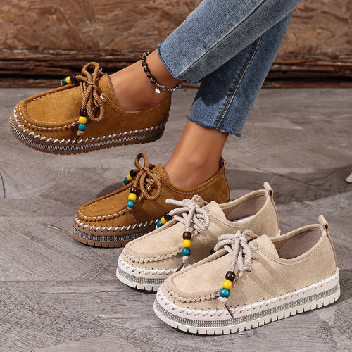 Retro Full-covered Thick-soled Women's Flats Soft-bottom Bean Shoes
