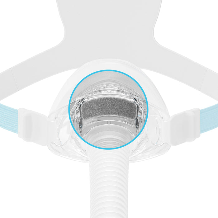 Close-up of a medical device with a focus on a valve, on a white background.