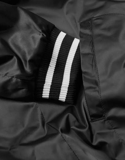Reverse Weave Script Logo Satin Bomber Jacket Black